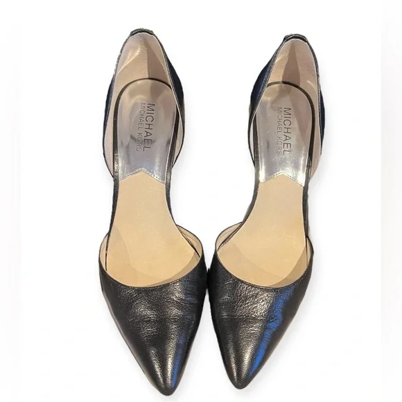 Michael Michael Kors FLEX D'ORSAY Black Leather Women's 7 1/2 Heels 3" - Picture 3 of 12